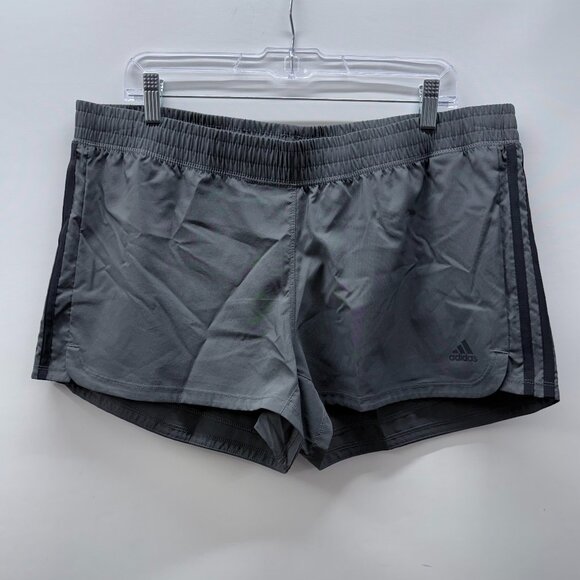 Adidas Women's Size XL Pacer Training Shorts Grey/Black 3-Stripe 3" Inseam - Picture 1 of 8